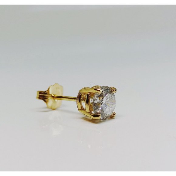 Single 0.55CT REAL GENUINE Diamond Stud Earring 14k SOLID Gold - Picture 2 of 6